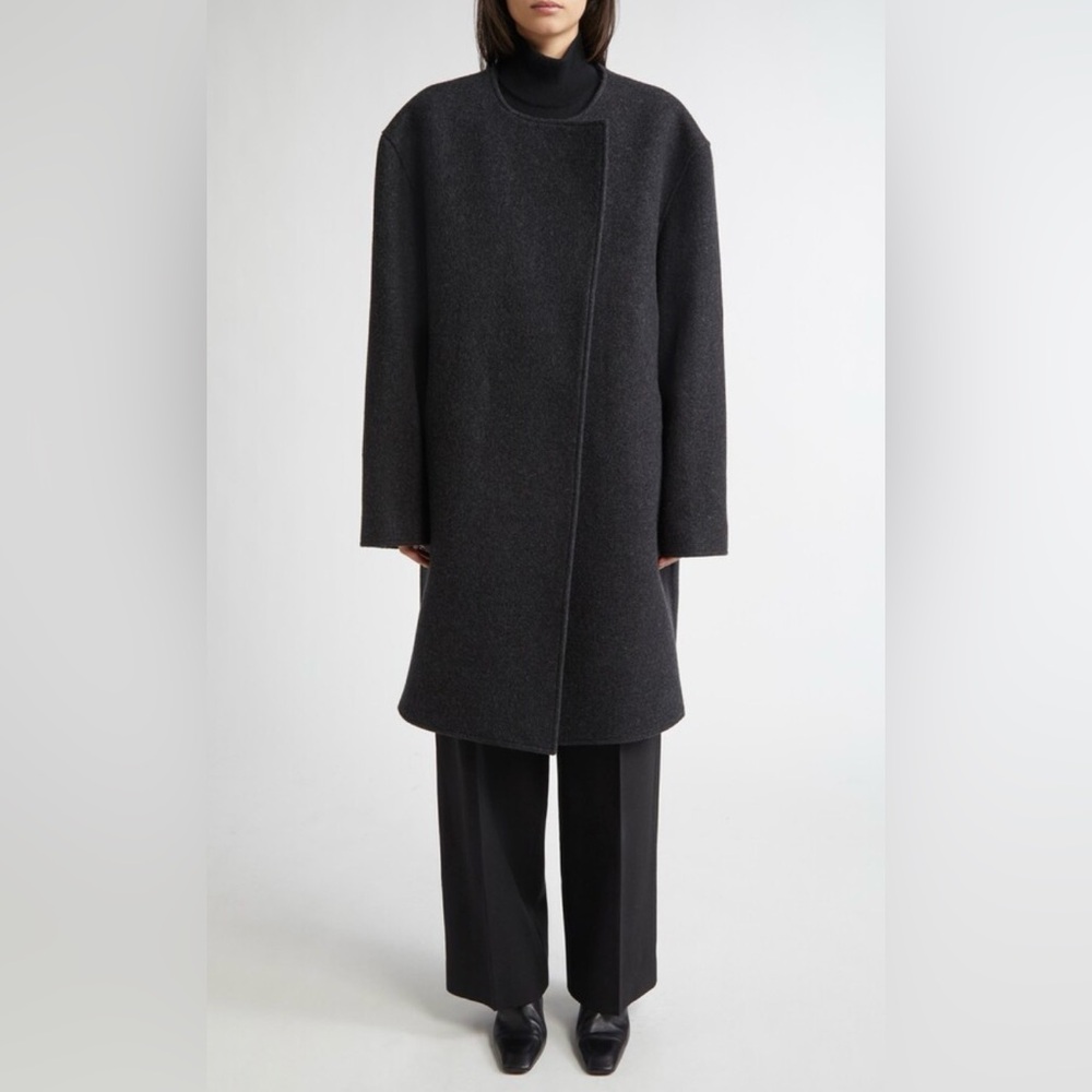 Vince Collarless Wool Blend Longline Coat